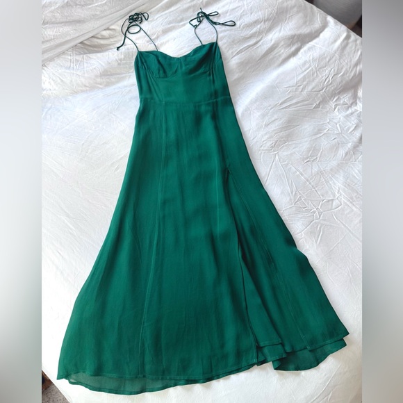 Reformation Juliette Dress Emerald Green - Picture 2 of 8